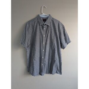 UNTUCKit Mens XX Large Black White Gingham Short Sleeve‎ Button Down Shirt